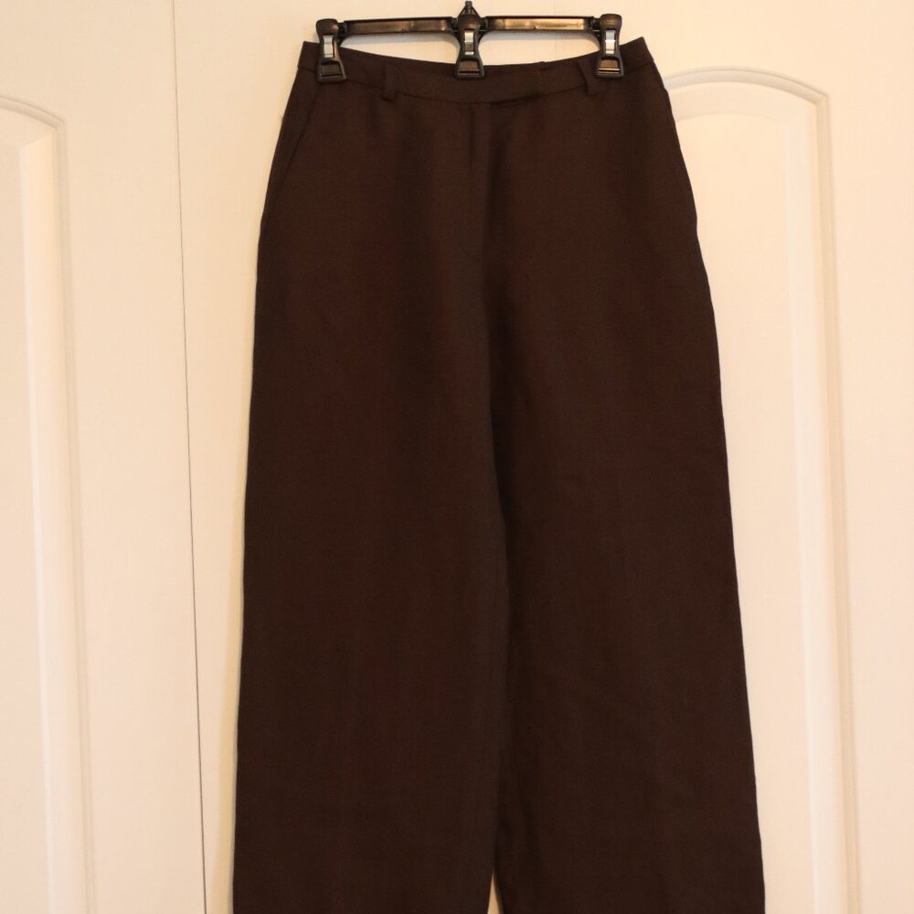 Ann Taylor Linen/Rayon Blend Dress Trousers Women Size 2 Chocolate Brown